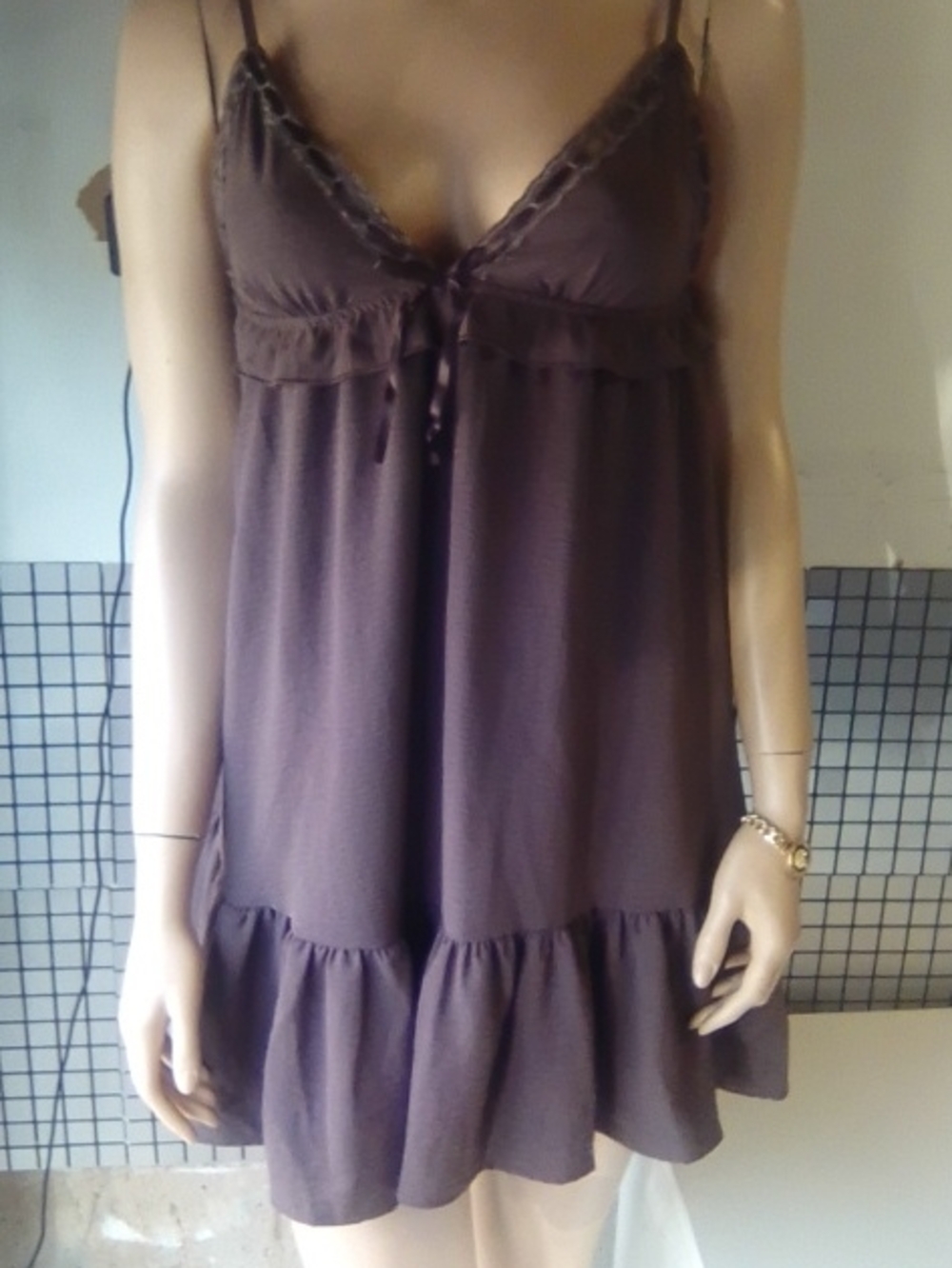 Ardene Brown Spaghetti-Strap Mini Dress